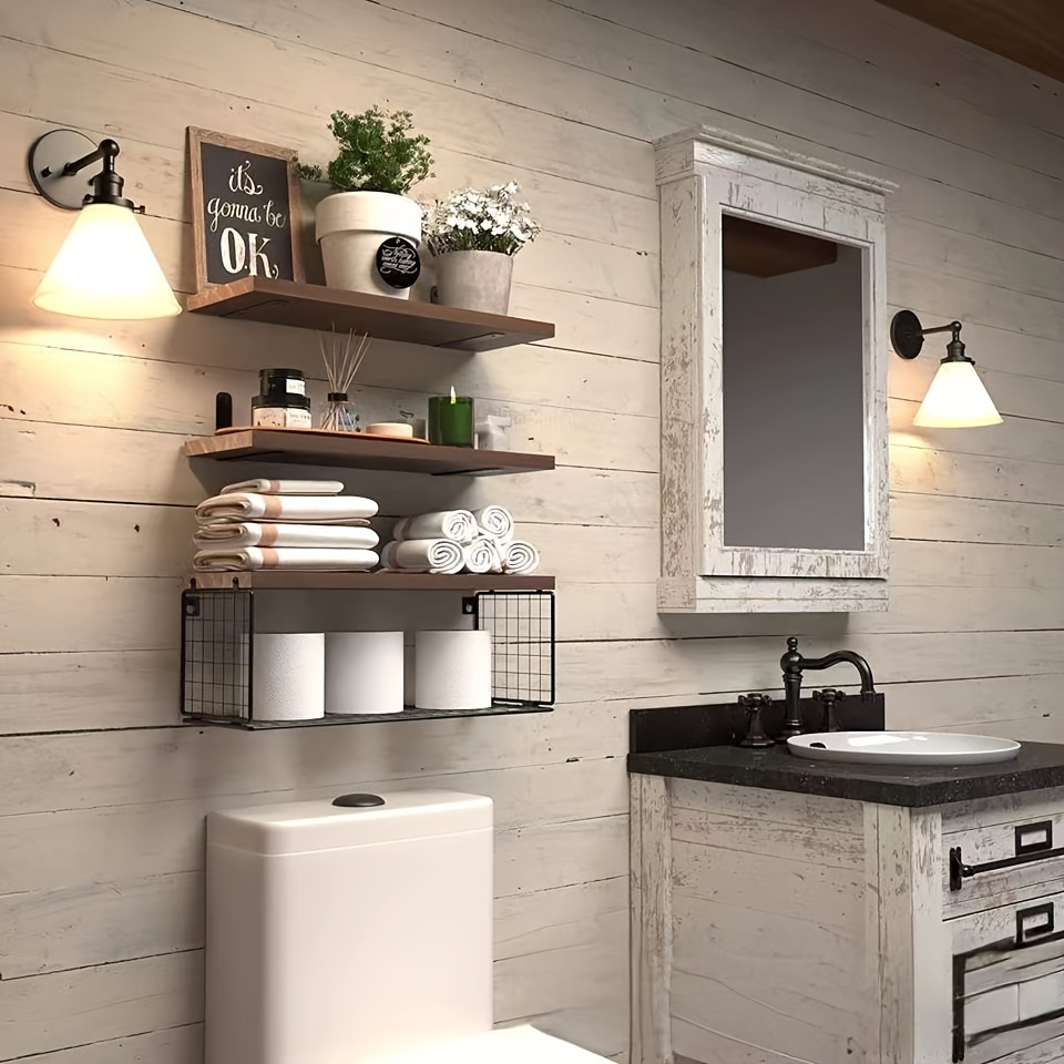 Wooden Wall Mounted Bathroom Shelf & Kitchen Rack Multipurpose