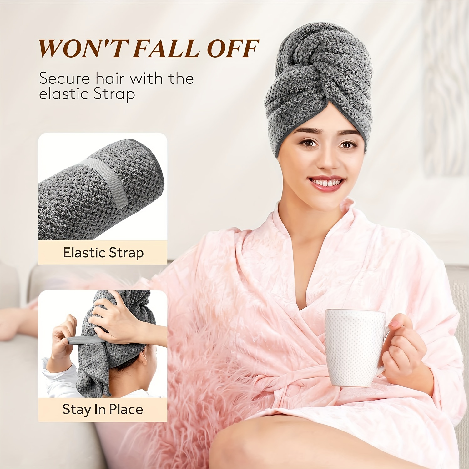 Large Absorbent Hair Towel Microfiber Soft Drying Towel - Temu