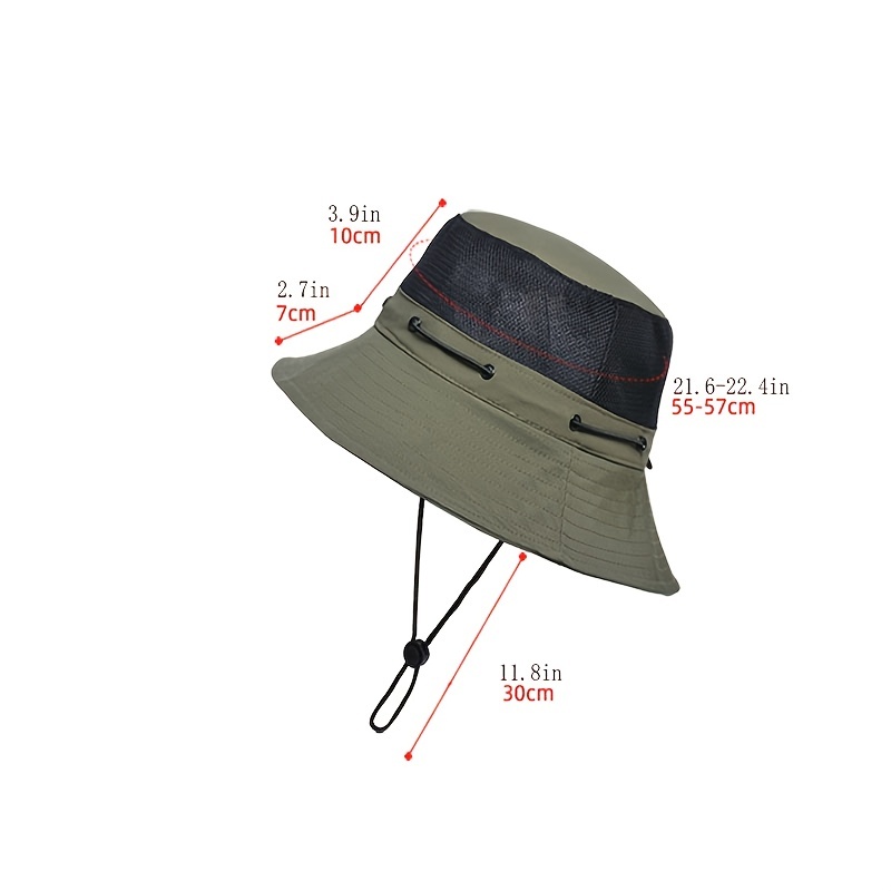 Mesh Breathable Bucket Hat, Fishing Hat, Summer UV Protection Fisherman HatWith Rope, Wide Brim Outdoor Sun Hat for Fishing Riding Climbing Hiking