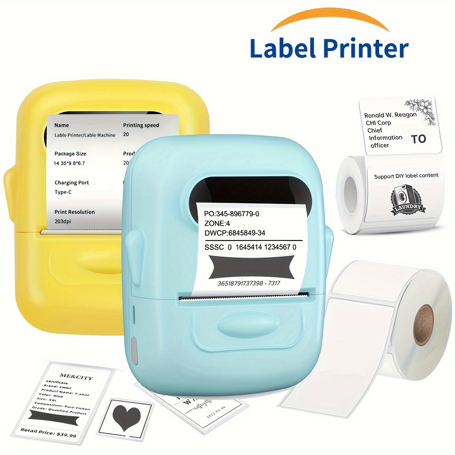 Stampante per adesivi per macchine per la produzione di etichette con  nastro, tecnologia wireless e carta white label per l'organizzazione  dell'home office