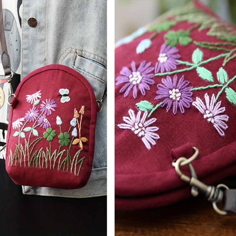 Handwork Embroidery Diy Material Bag Fabric Embroidery - Temu