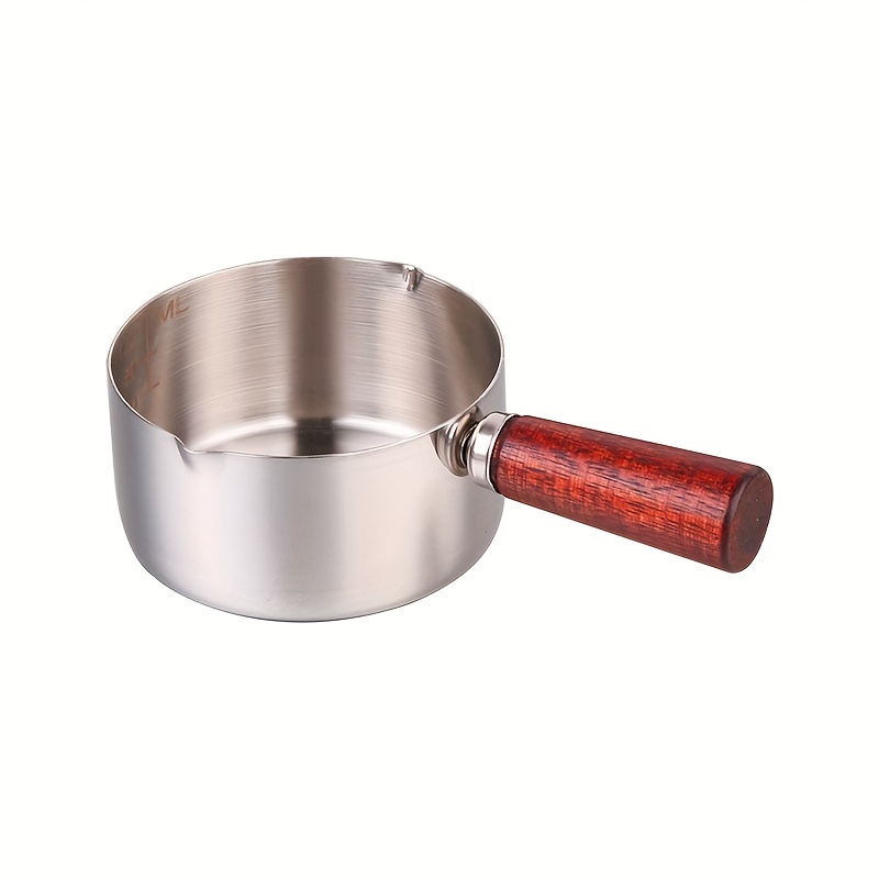 1PC Stainless Steel Oil Sprinkling Small Pot with Wooden Handle