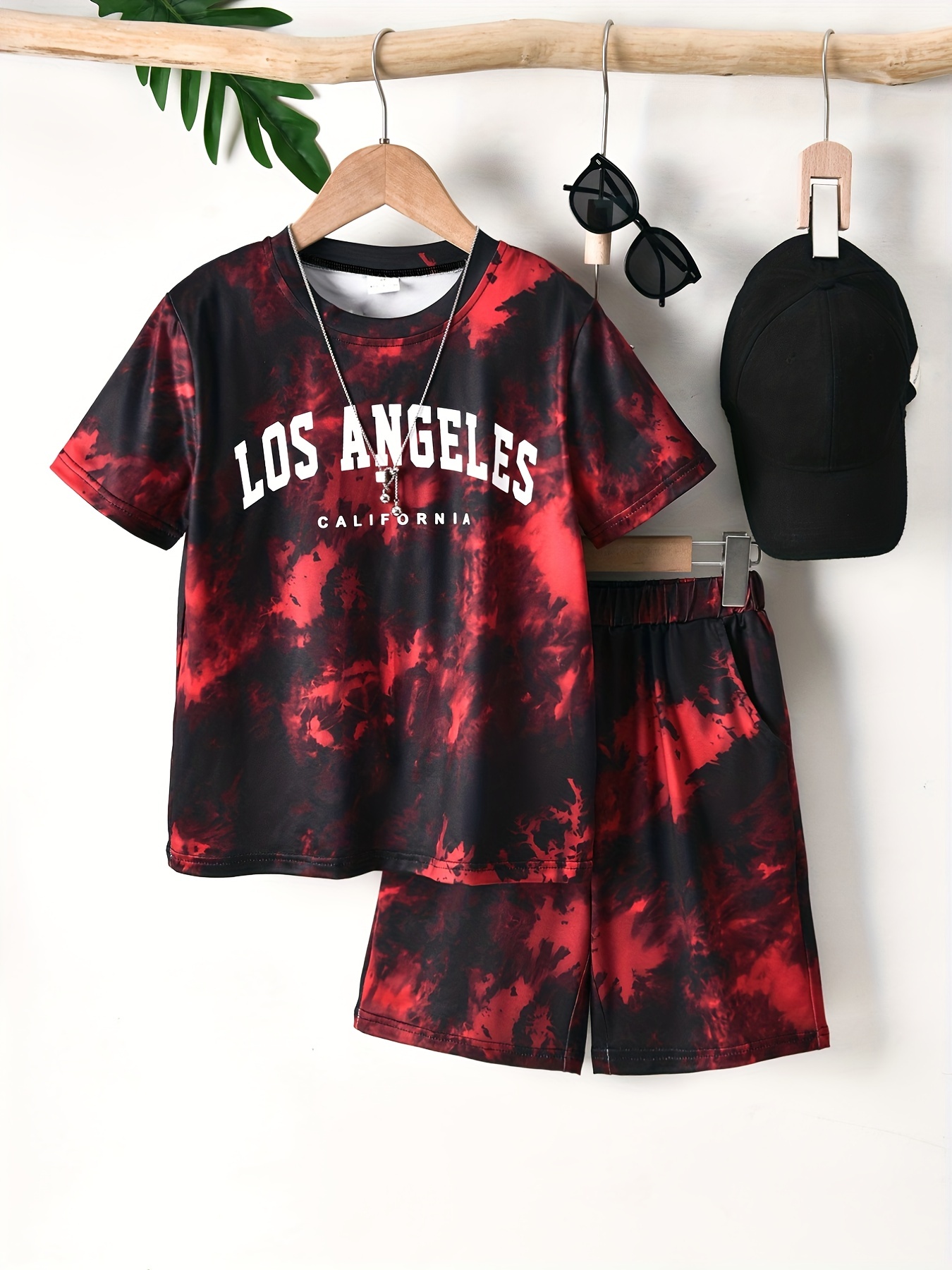 Boys los Angeles California Tie Dye Casual Outfit Round - Temu