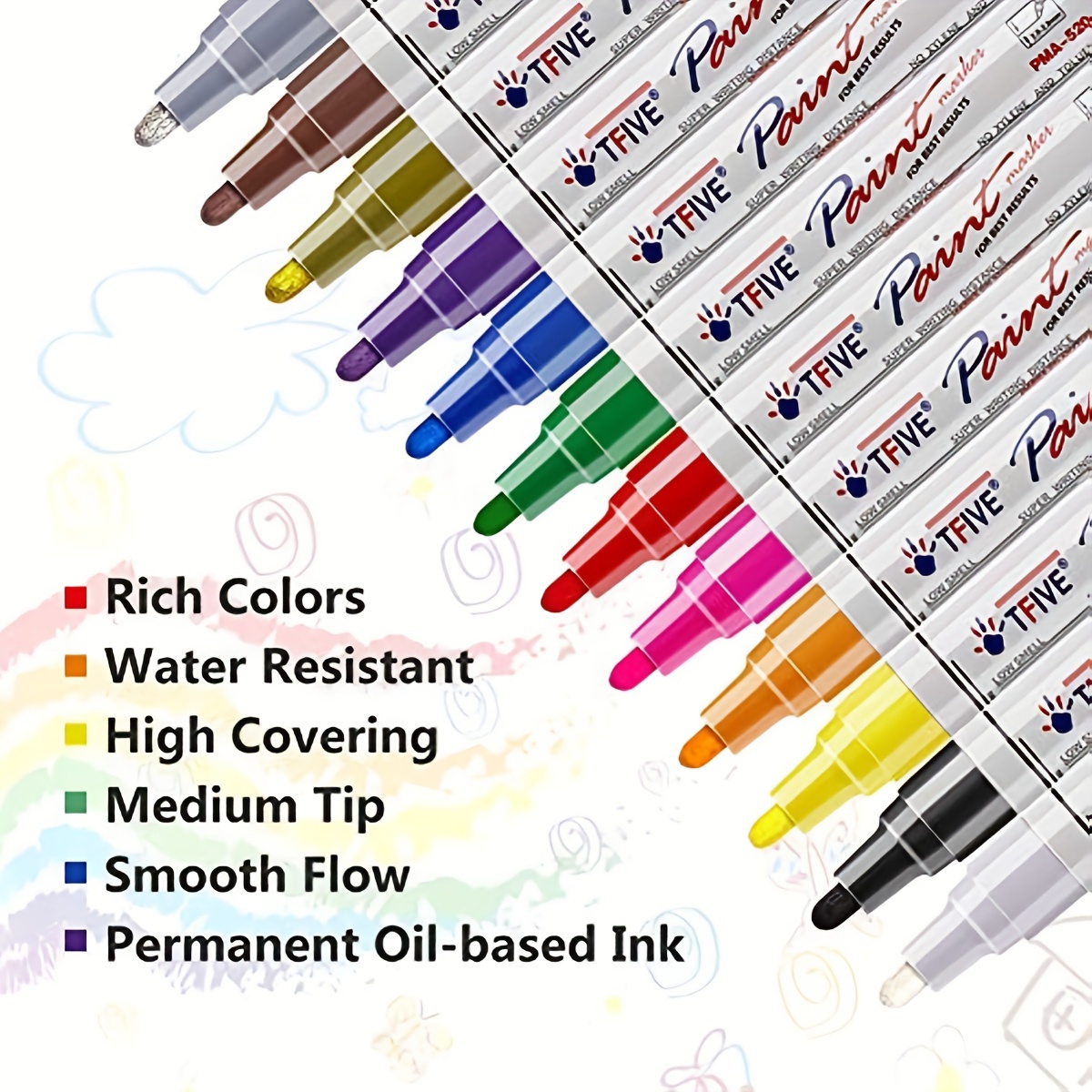 Paint Pens, Markers on Almost Anything Never Fade Quick Dry and Permanent,  Oil-Based Waterproof Paint Marker Pen Set for Rocks Painting, Wood, Fabric