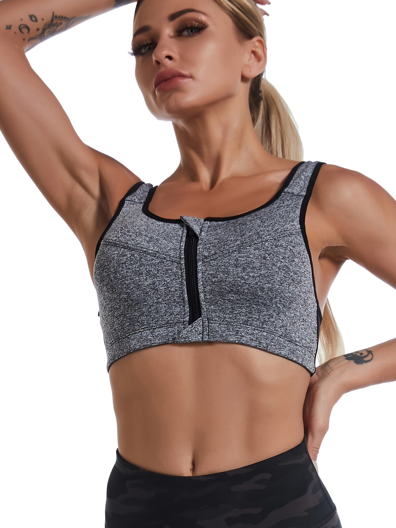 Ribbed Gym Top Women Seamless Fitness Sports Bra Quick Dry High