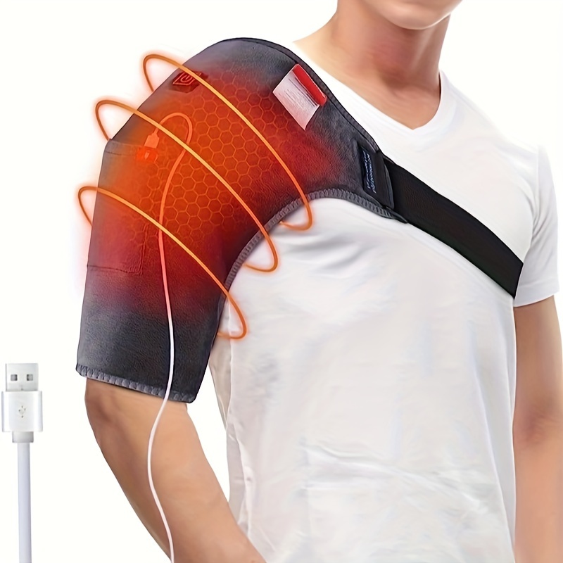 USB Heated Shoulder Brace - Ergonomic Design with Adjustable Strap, 3-Level Temperature Control, Breathable & Flexible Material for Comfortable