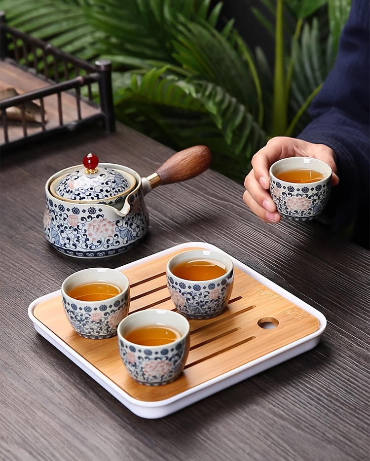 Servizio da tè in porcellana con decorazione in bambù. I…