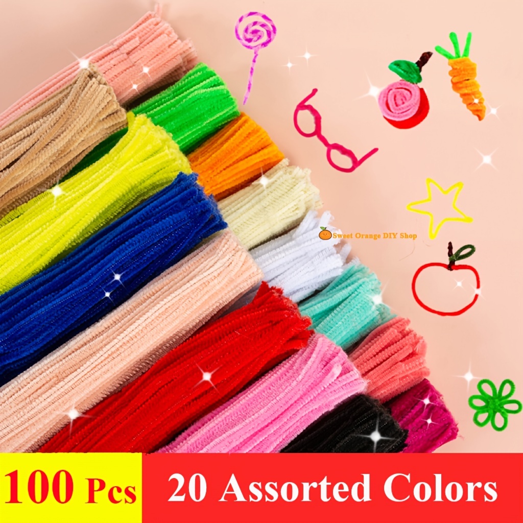 100Pcs Sparkly Pipe Cleaners Tinsel Pipe Cleaner Bulk Chenille Stems  Glitter Pipe Cleaners for Kids Craft Art DIY(6mm x 12inch, 10 Colors)