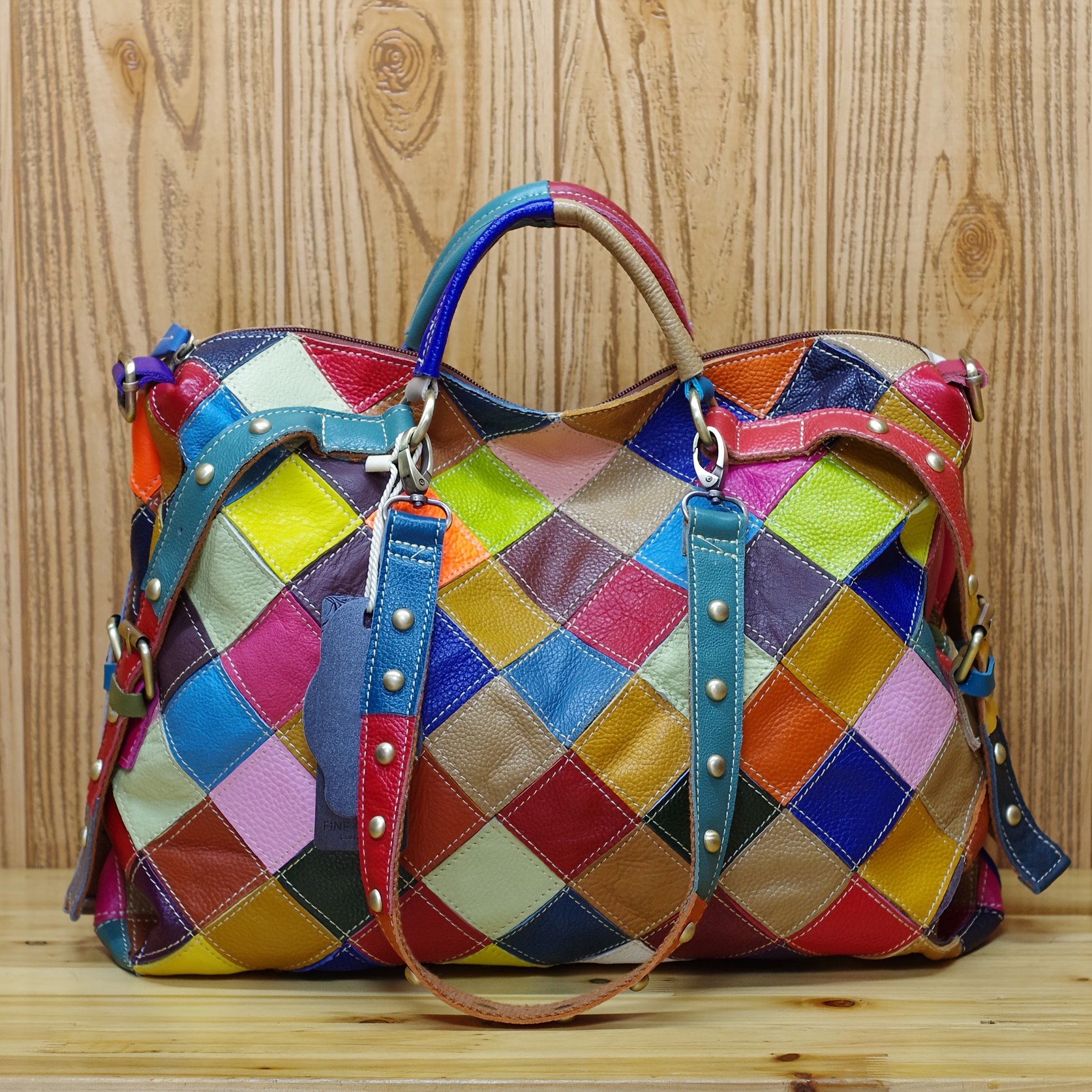Multifunctional Diamond Pattern Handbag, Simple And Casual, Large