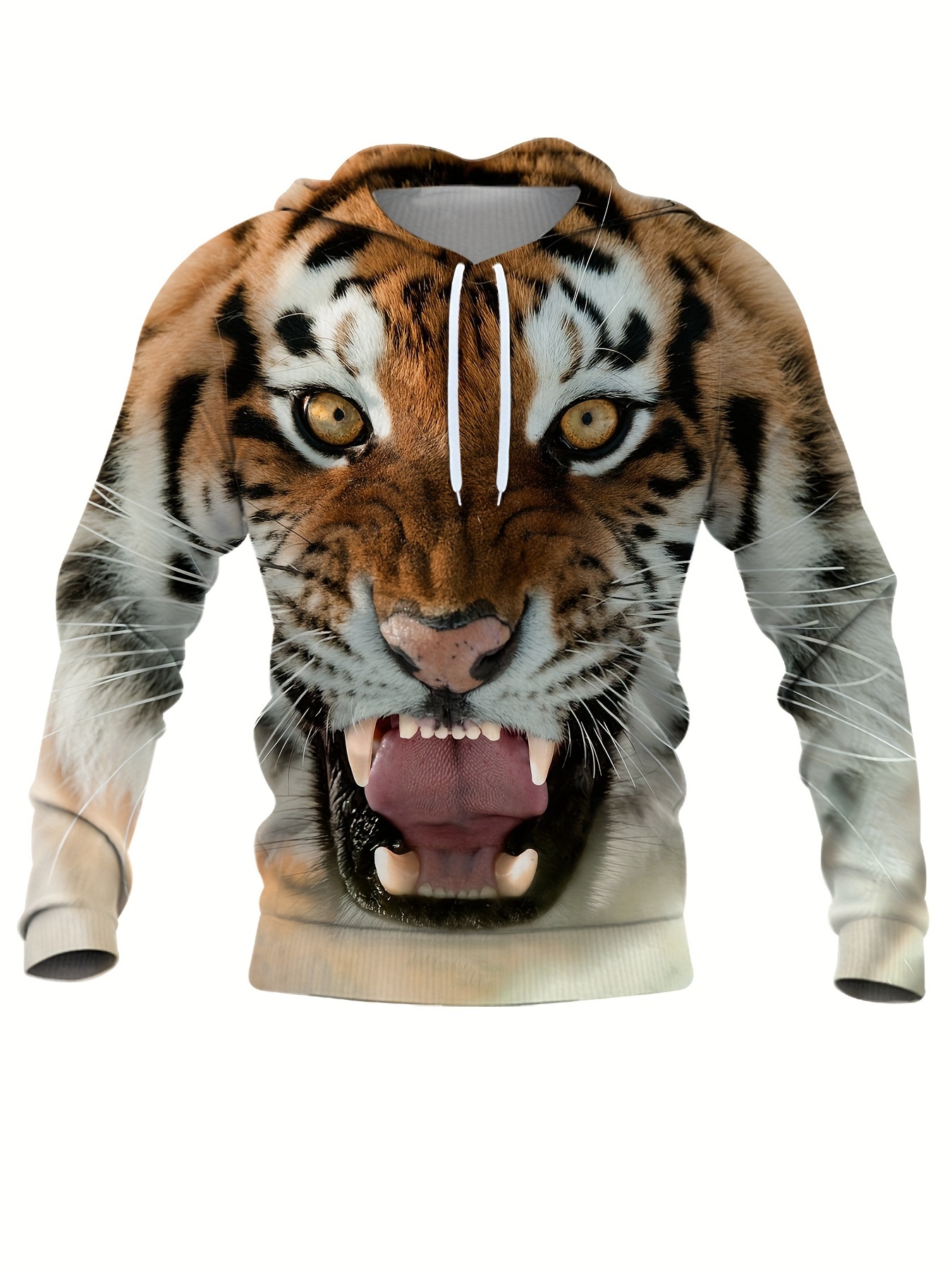 Men's Stylish Loose Tiger Pattern Hoodie Pockets Casual - Temu