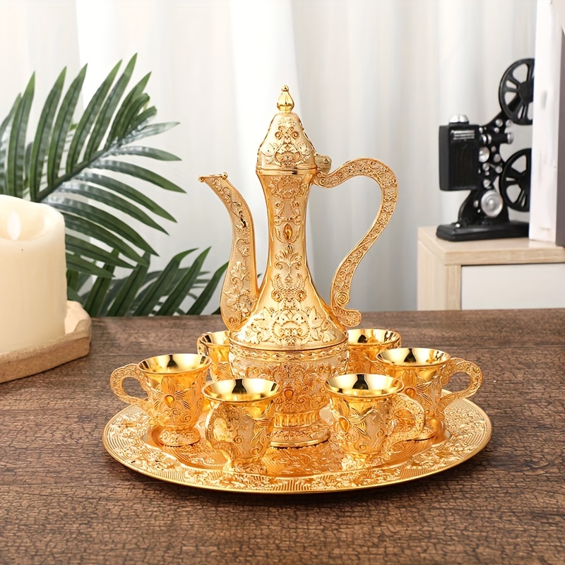 Conjunto de cafeteira turca vintage, conjunto de chá turco com 6