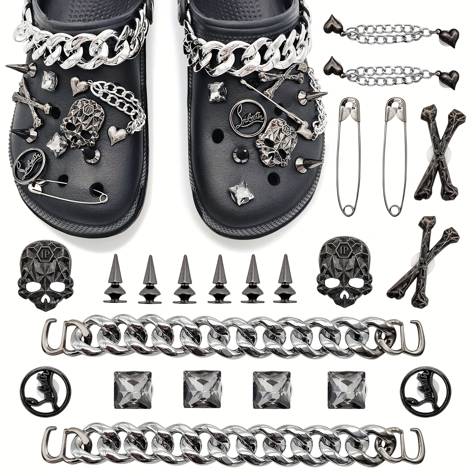 Metal Spikes Croc Charms. Silver Spike Stud. Shoe Charm. 