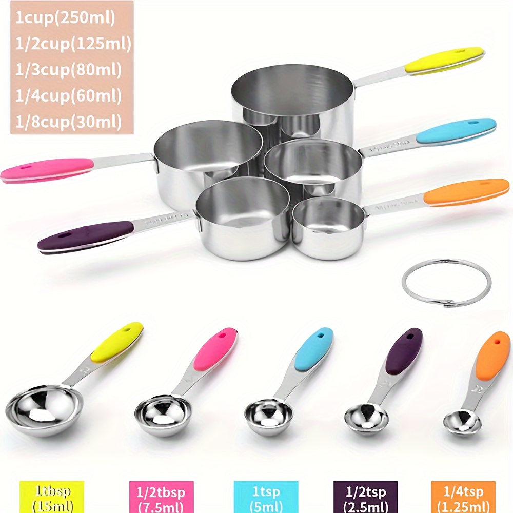 Measuring Cups Abd Spoons, Including Stainless Steel Measuring Cups And  Spoons, For Dry And Liquid Ingredient, Kitchen Gadgets, Kitchen Stuff,  Kitchen Accessories, Home Kitchen Items - Temu