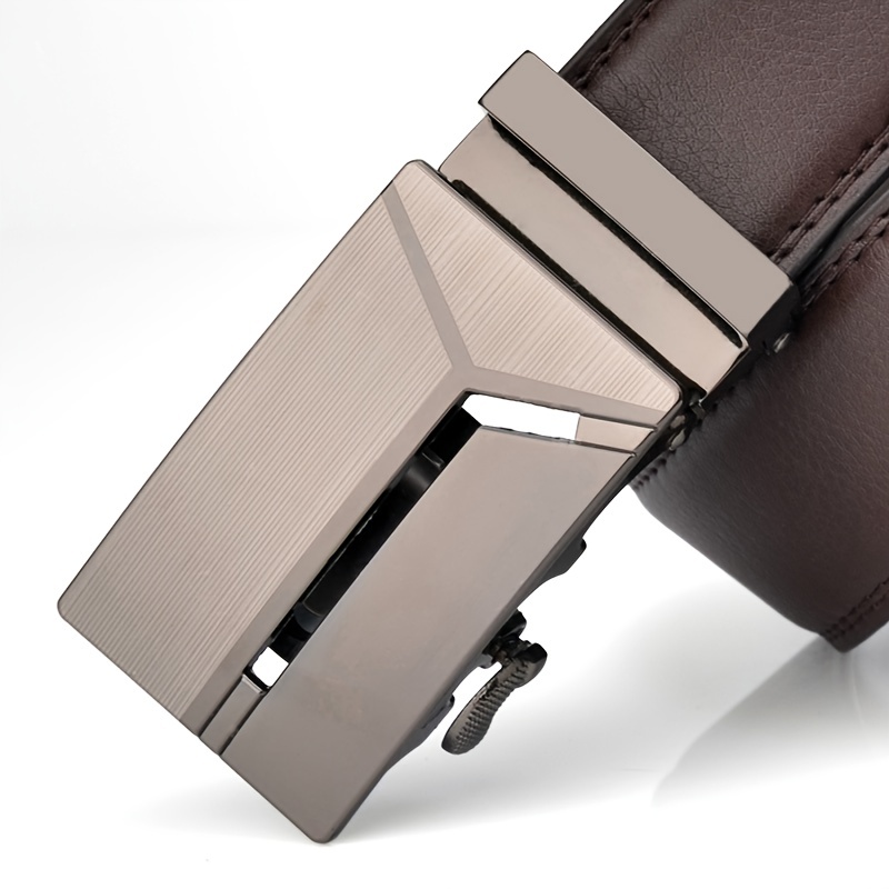 Y Letter Style Auto Buckle Men's Business Casual Leather Belt