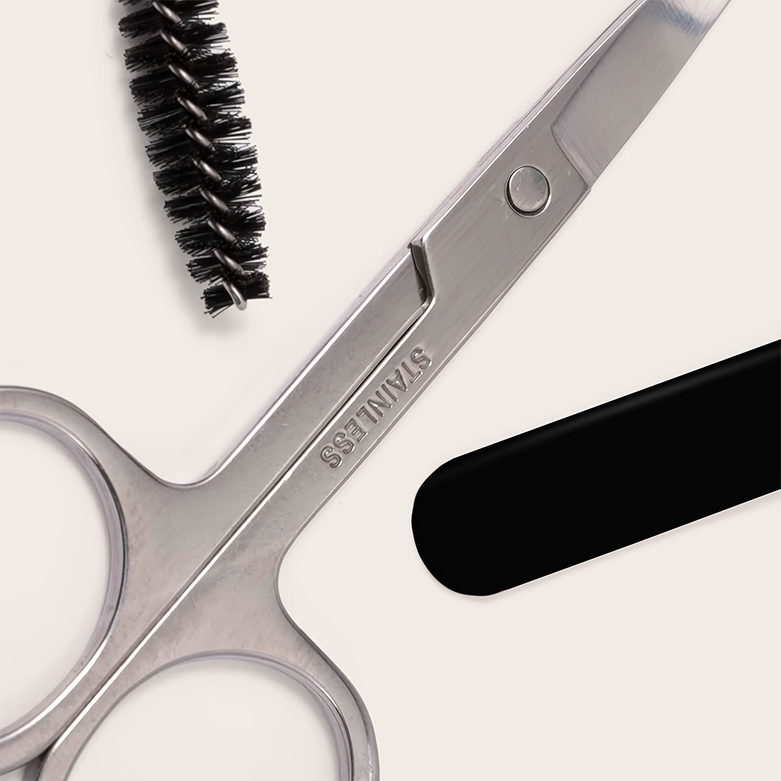 Eyebrow Scissors and Eyebrow Brush by - Eyelash Extensions Shaping Curved Craft Stainless Steel Scissors for Your Beauty