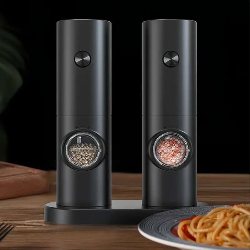 Electric Salt And Pepper Grinder Set, Automatic Salt & Pepper Mill  Refillable With Base, 2 Adjustable Coarseness Mills, One Hand Operation,  Led Light - Temu