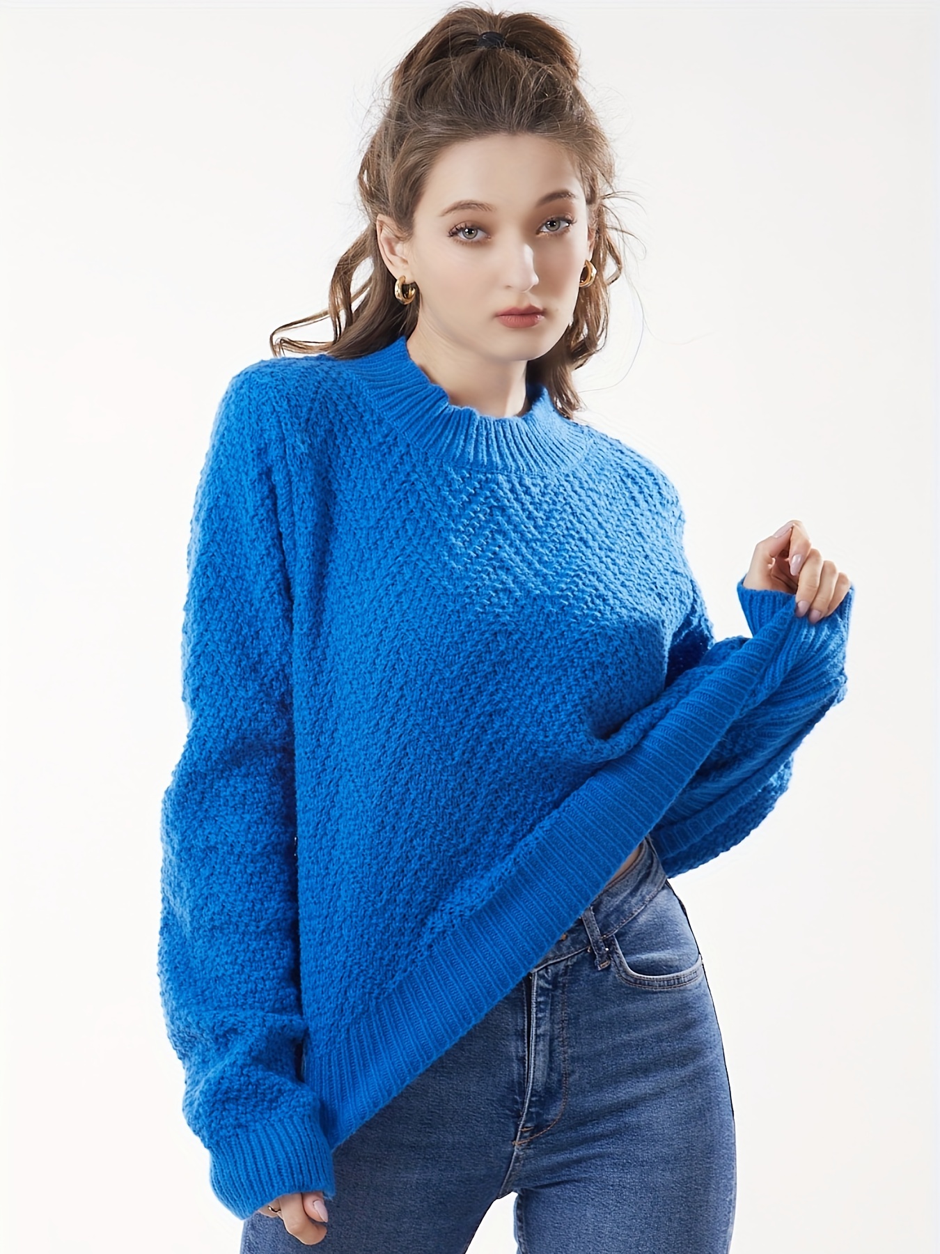 Womens Cardigan Sweaters Textured Crewneck Knit Cardigan Fall