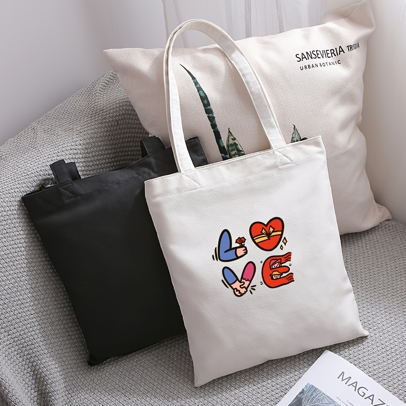 Fashion Letter Print Tote Bag Portable Small Canvas Bag - Temu
