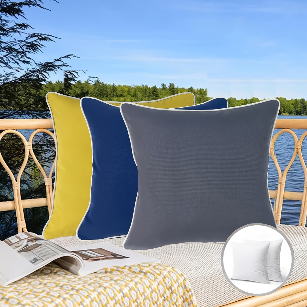 Outdoor Pillow Inserts, Waterproof Decorative Throw Pillows Insert, Square  White Bed Pillow For Bed, Sofa, Chair, Patio, Living Room, Garden, - Temu