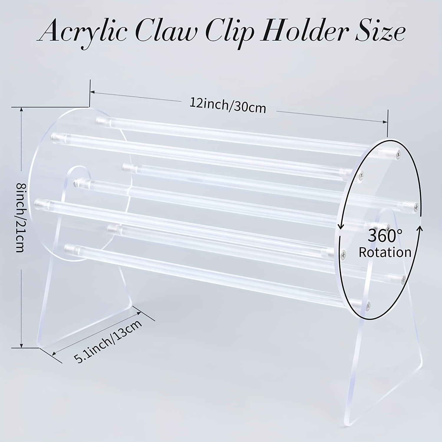 Transparent Acrylic Rotating Hair Claw Clip Display Holder
