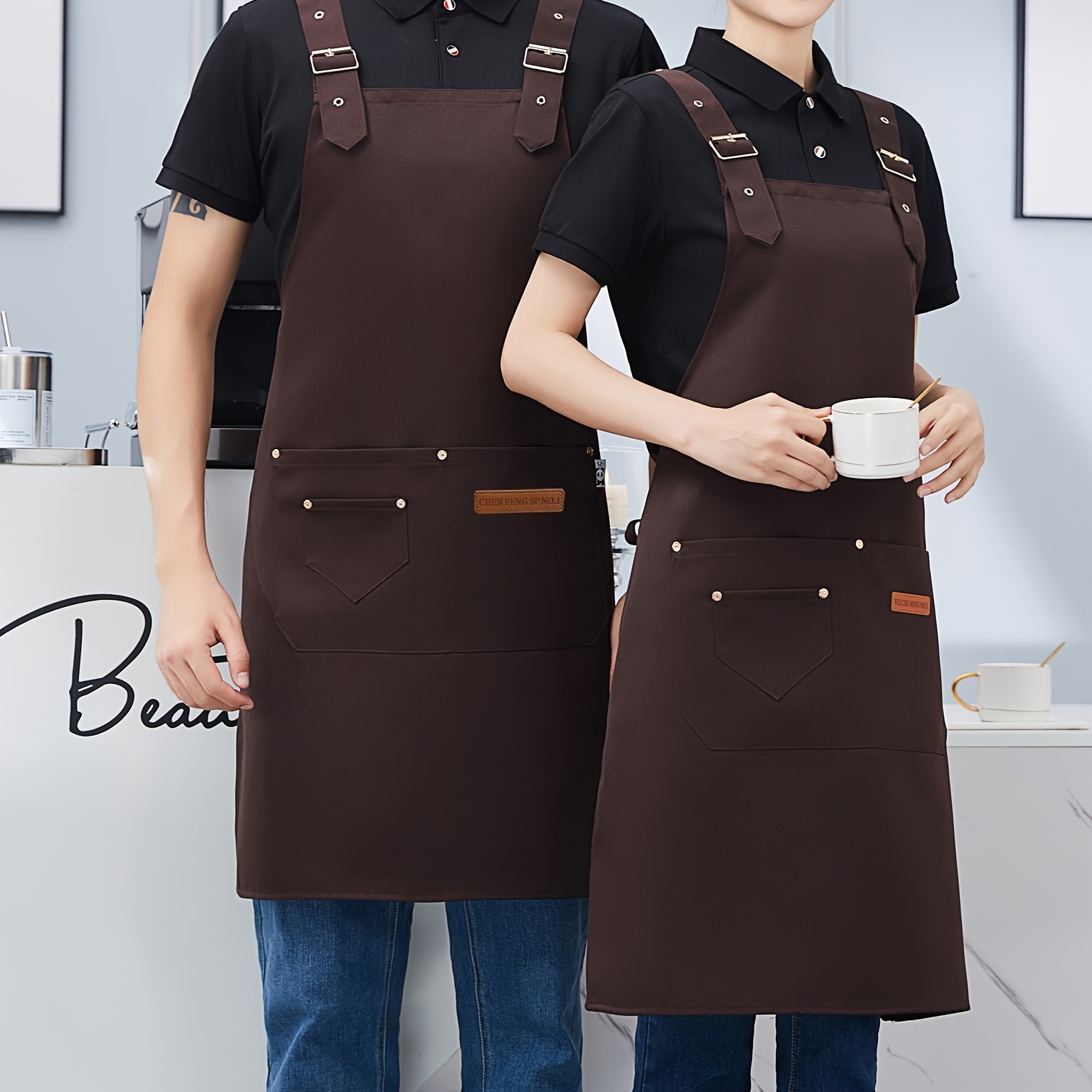 Polyester Apron Unisex Adjustable Cooking Apron Household - Temu