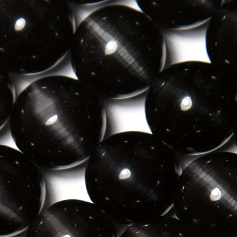 6mm Black Cat's Eye Beads Natural Stone Loose Beads Diy - Temu