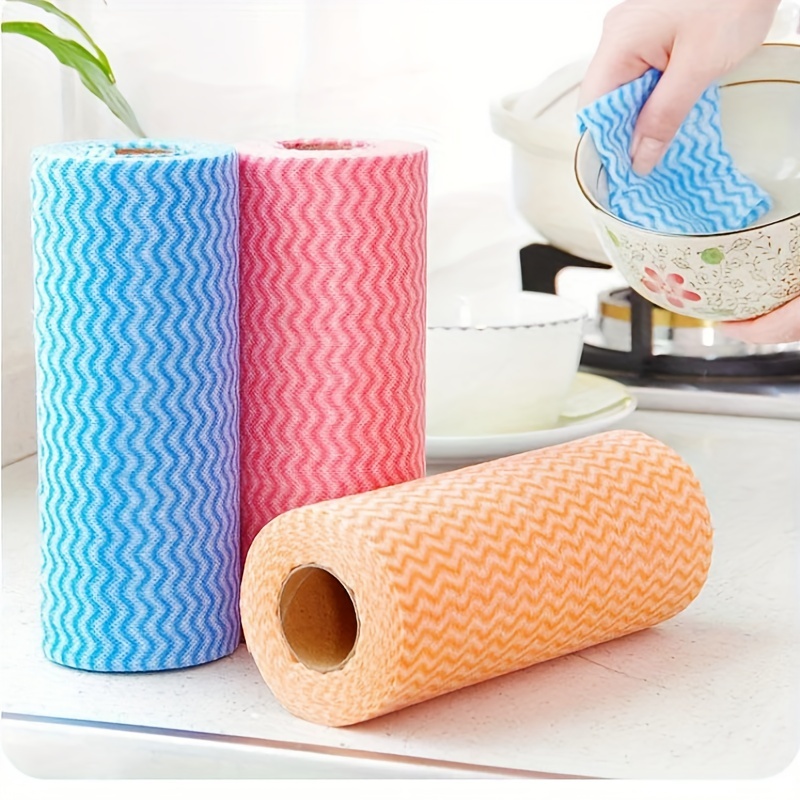 

50pcs/roll Thickened Dish Cleaning Wipes - Disposable Cleaning Towels For Kitchen And Bathroom - Convenient And Effective Cleaning Cloths For Tableware And Surfaces