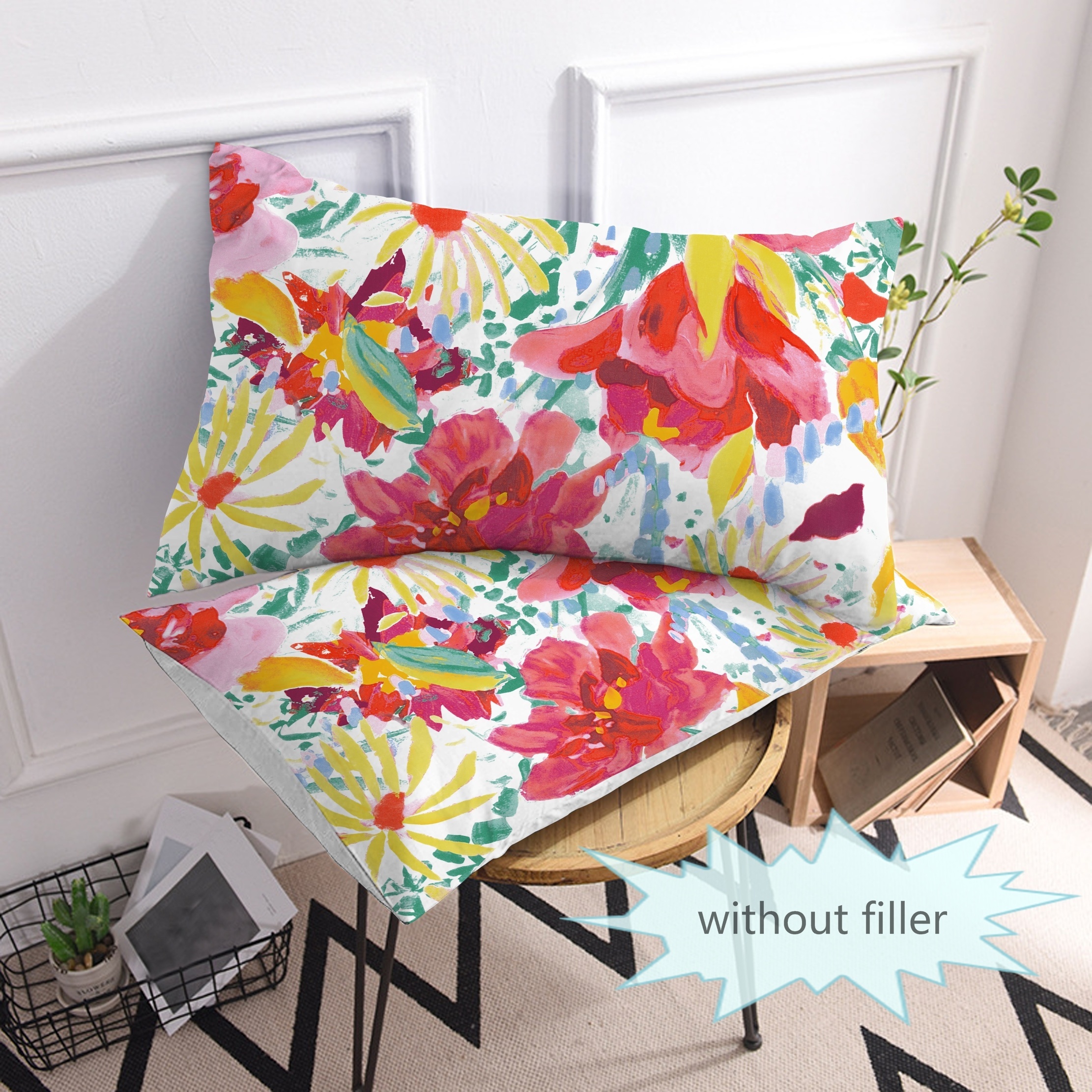 Abstract Colorful Flower Print Pillowcase No Filler Modern - Temu