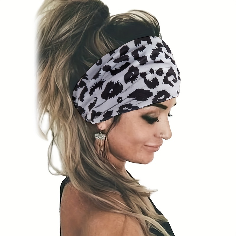 Y2K Leopard Prints Knotted Headband Colorful Sports Sweatband