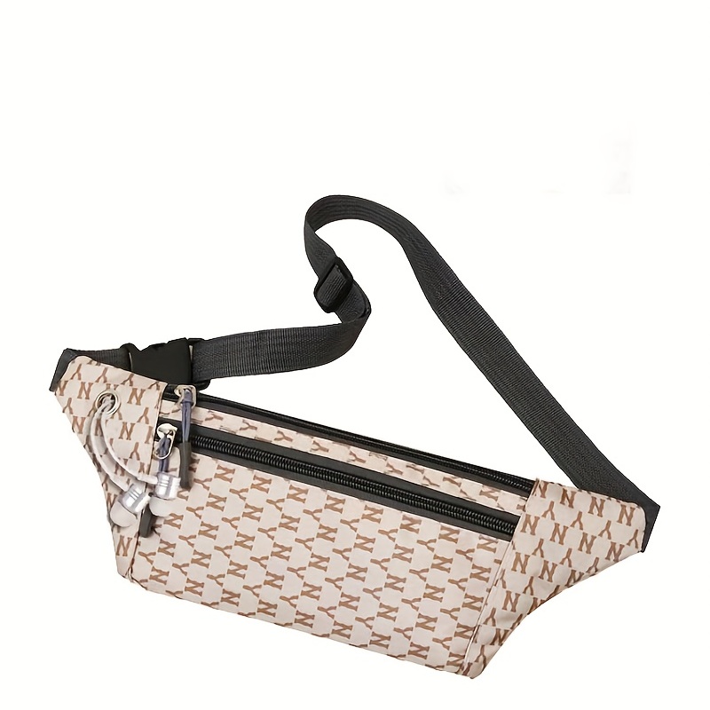 Letter Pattern Waist Bag, Trendy Nylon Crossbody Bag, Outdoor