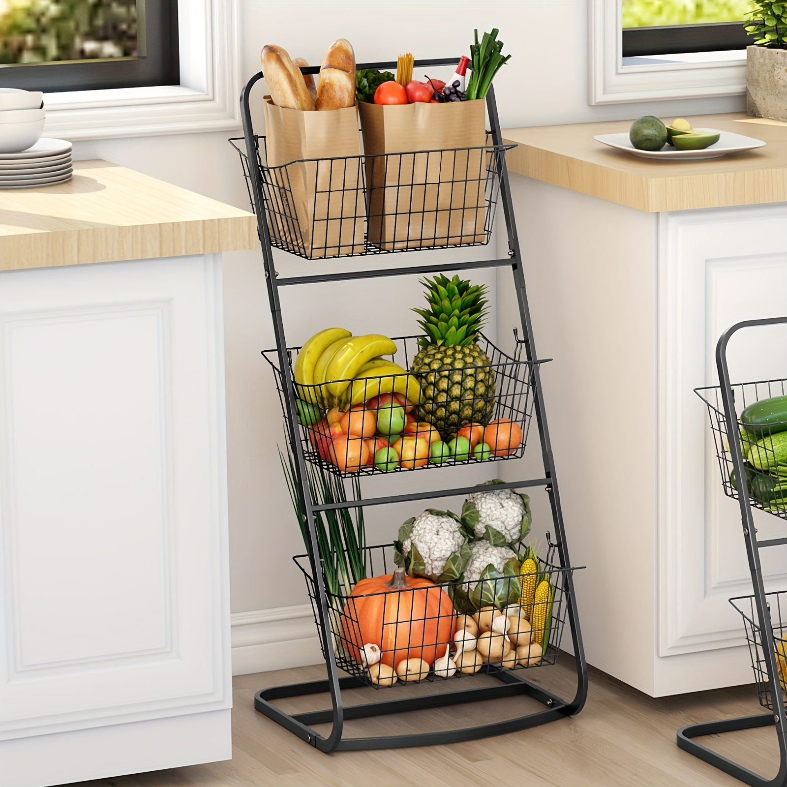 Movable Fruit Basket Kitchen Storage Rack Floor - Temu