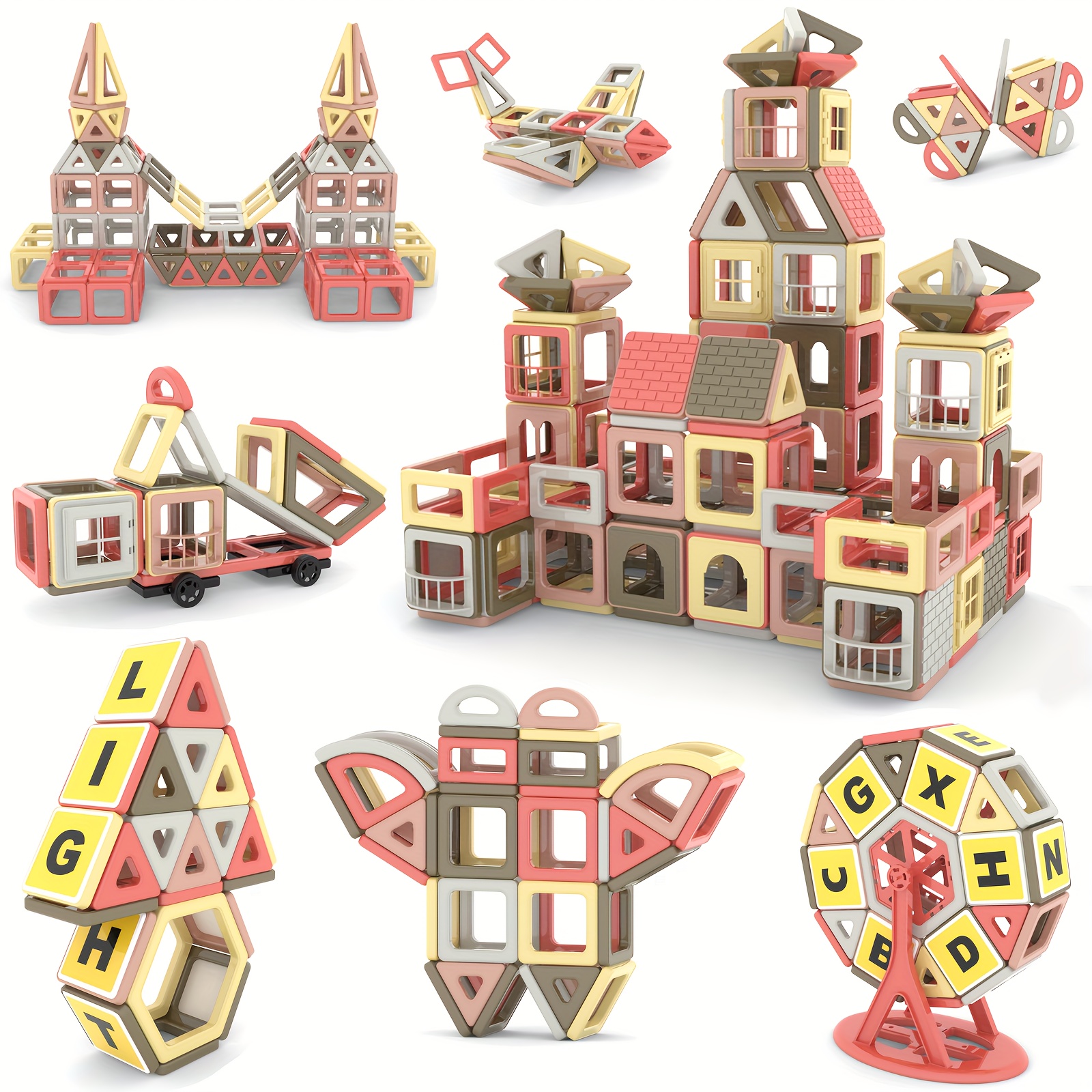 Melofaver Magnetische Bausteine Magnet Montessori Spielzeug ab 3 4