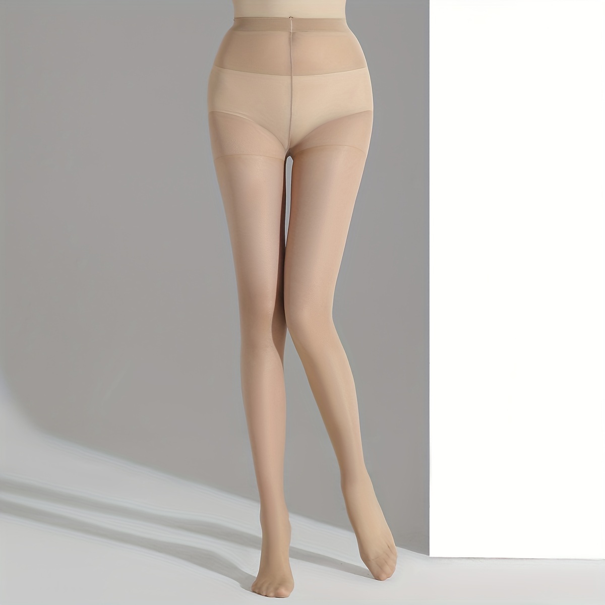 Solid Slim Tights High Waist Semi sheer Footed Pantyhose - Temu