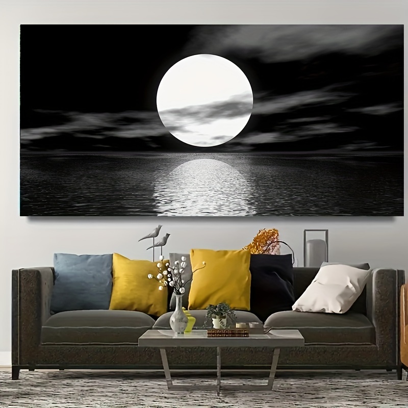 Hd noir et blanc astronaute et lune toile peinture peinture Poster
