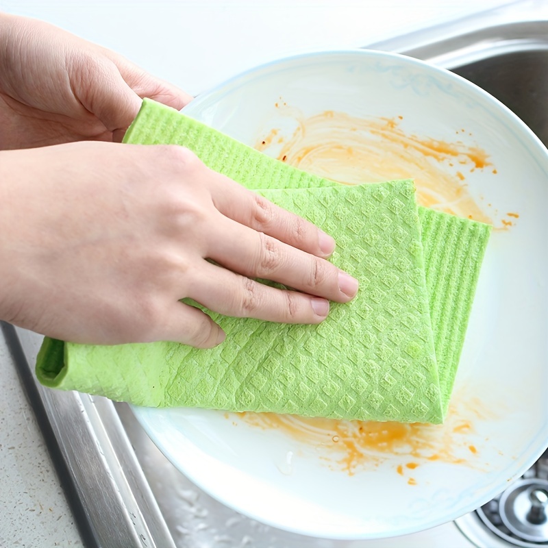 10pcs Kitchen Dishcloths, Reusable Dish Cellulose Sponge Cloths