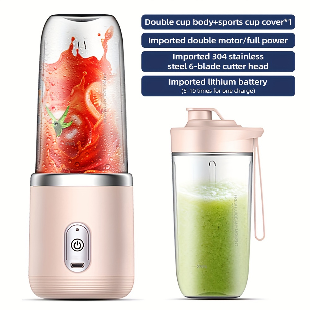 Portable Small Electric Juicer Stainless Steel Blade Juicer Cup Juicer  Fruit Automatic Smoothie Blender Kitchen Tool