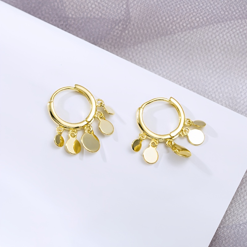Copper Round Drop Earrings Synthetic Stone Plating Jewelry