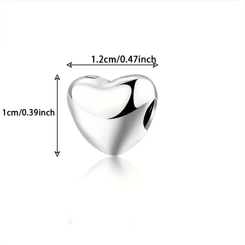 925 Silver Heart Shape Positioning Buckle Charm Beads