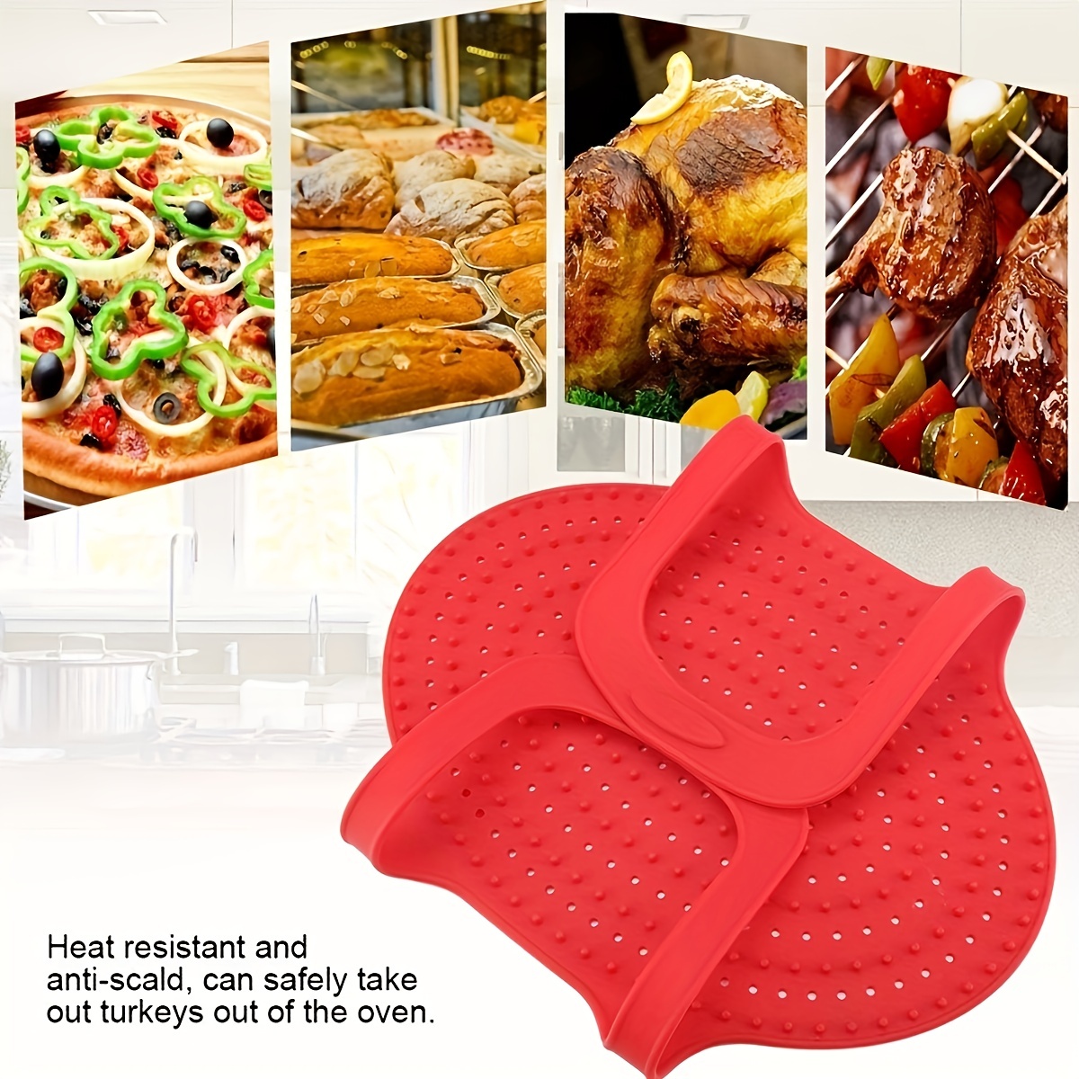 Red Pyramid Silicone Baking Mat - Nonstick Bakeware Microwave Bacon Cooker  Pastry Mats Red BBQ Grill Mat Baking Supplies - 16 X 11'' Healthy Food