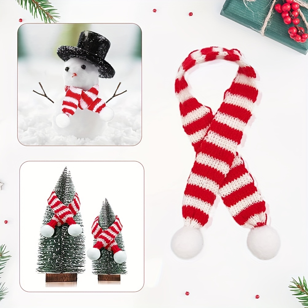 VICASKY 60Pcs Mini Knit Scarf Mini Snowman Scarf Christmas Knit Scarf Wine  Bottle Scarves Miniature Snowman Accessories