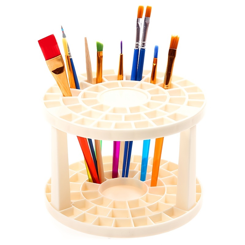 1pc Wooden Paint Brush Holder, Holds 105 Brushes, Desktop Paint Brush Stand,  Paint Brush Organizer For Artist, Stand Paintbrush Organizer, Holding Rack  For Pens, Paint Brushes, Colored Pencils, Markers, Etc