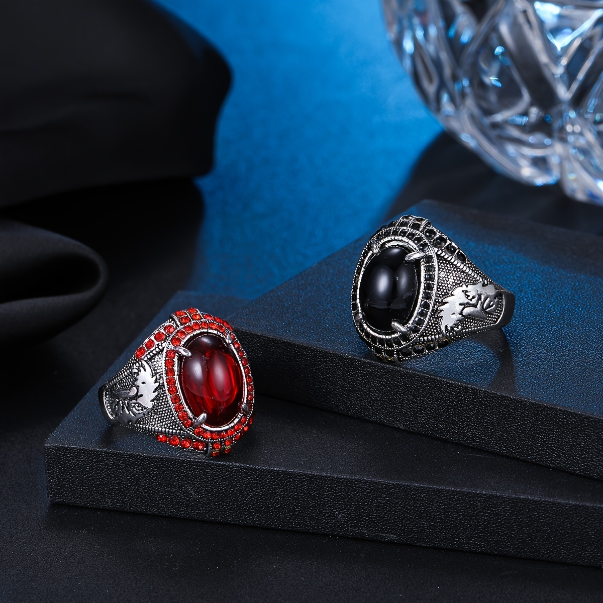 Men's Classic Gemstone & Red Gemstone Ring