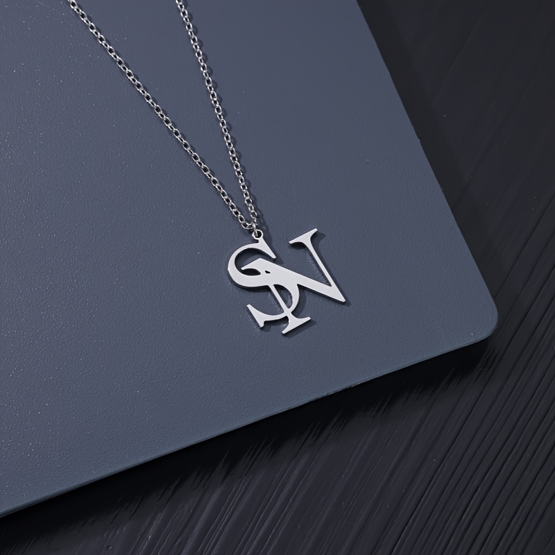 

Customized Double Initial Necklace Personalized Old English Letter Pendant Necklace For Women Stainless Steel Jewelry, Customized Necklace Ladies Jewelry Accessories (customied Only English Language)