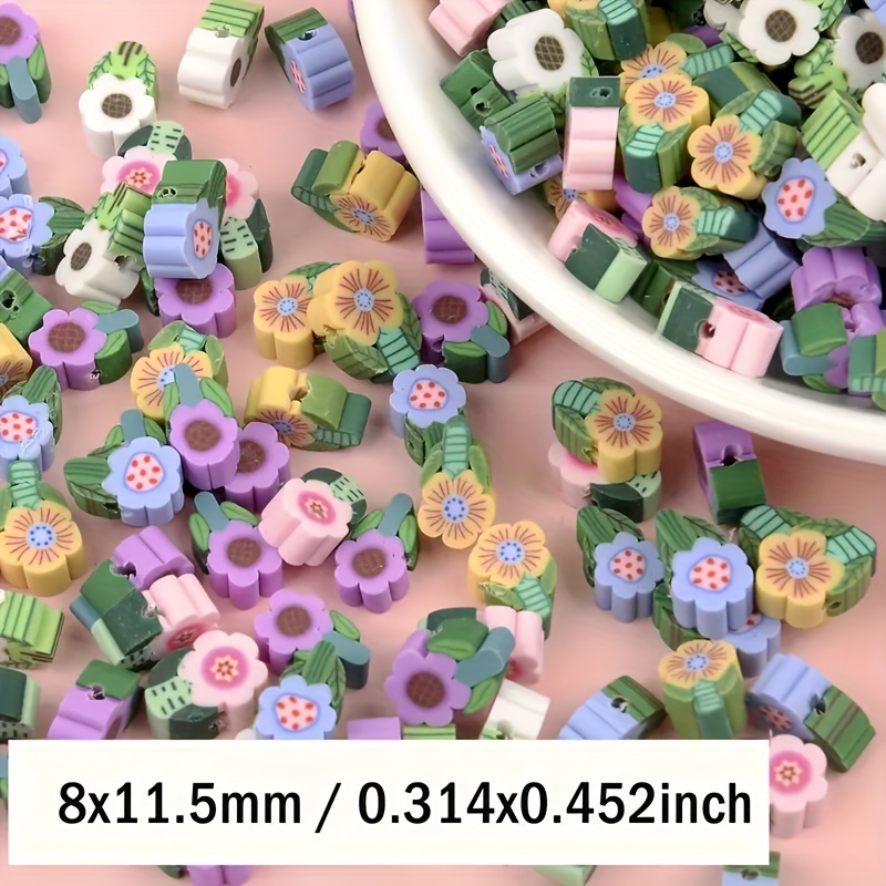 SMOL Flower Beads, Cute Clay Purple Flowers with Faces, Alice and