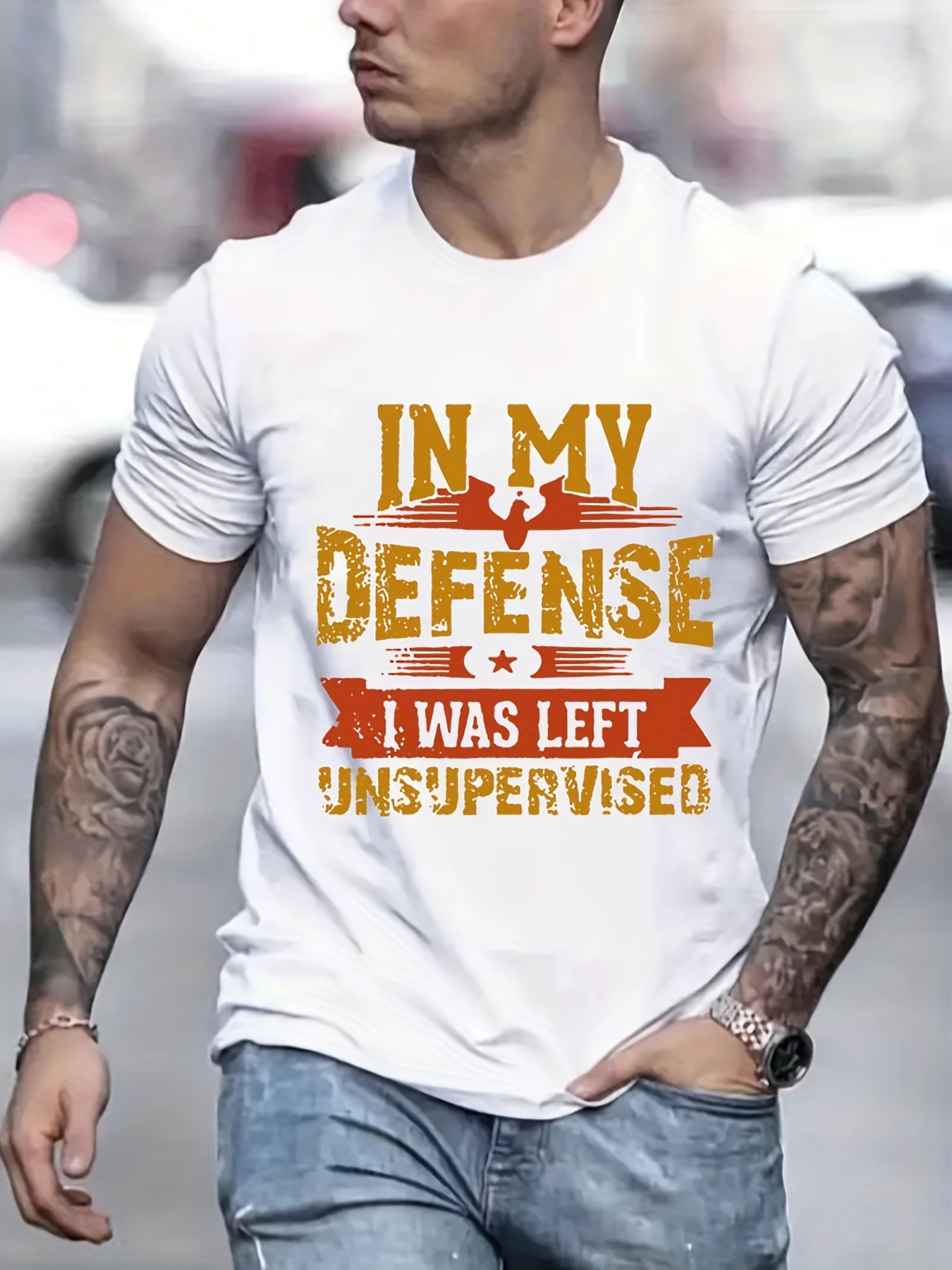 Cool Funny tee In My Defense I Was Left Unsupervised T-Shirt S-5XL