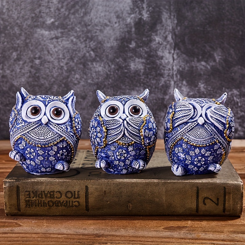 Blue White Porcelain Owl Ornament/ Creative Personalized - Temu