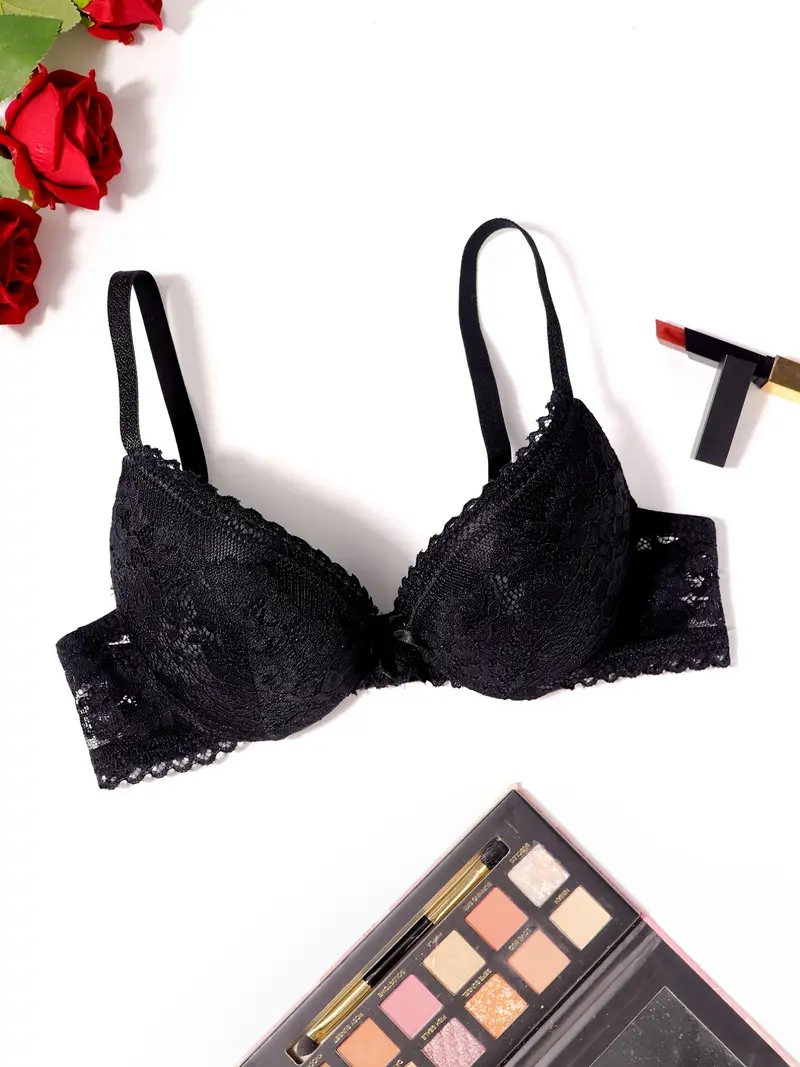 Floral Lace Stitching Contour Bras Breathable Micro Elastic - Temu Canada