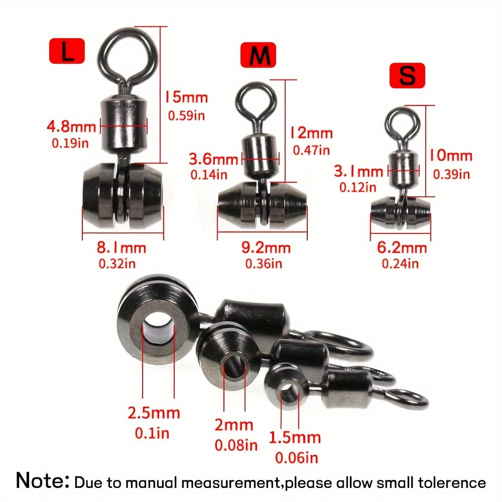 10pcs 3 Way Barrel Cross Fishing Swivel Heavy Duty Ball Bearing