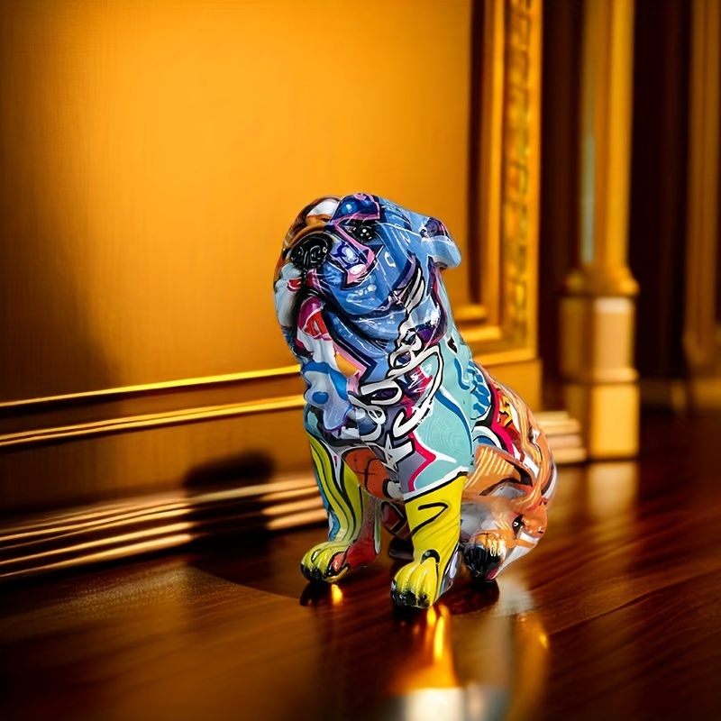  Colorful French Bulldog Statue,Creative Graffiti Art