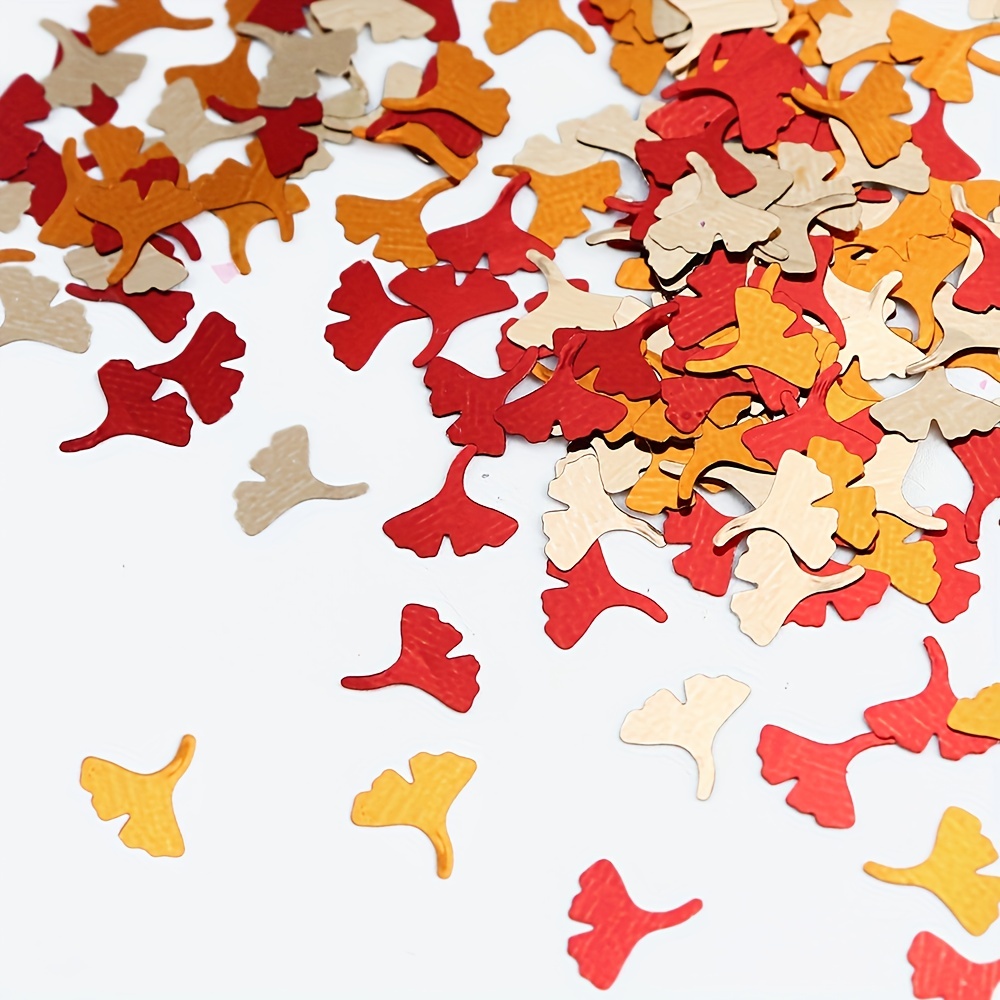 Autumn Ginkgo Leaf Nail Glitter Holographic Flake Set
